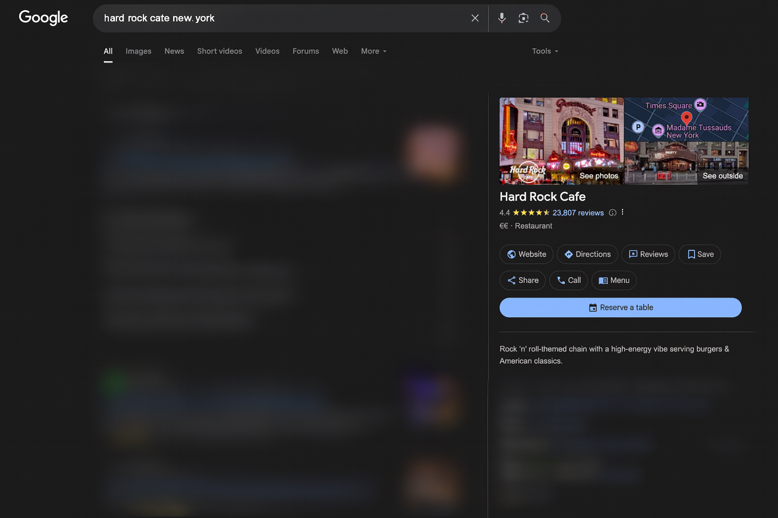 Example of a Google Business Profile